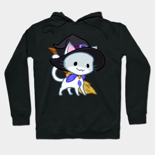 Halloween Chibi Winged Kitty - White Witch Cat Hoodie